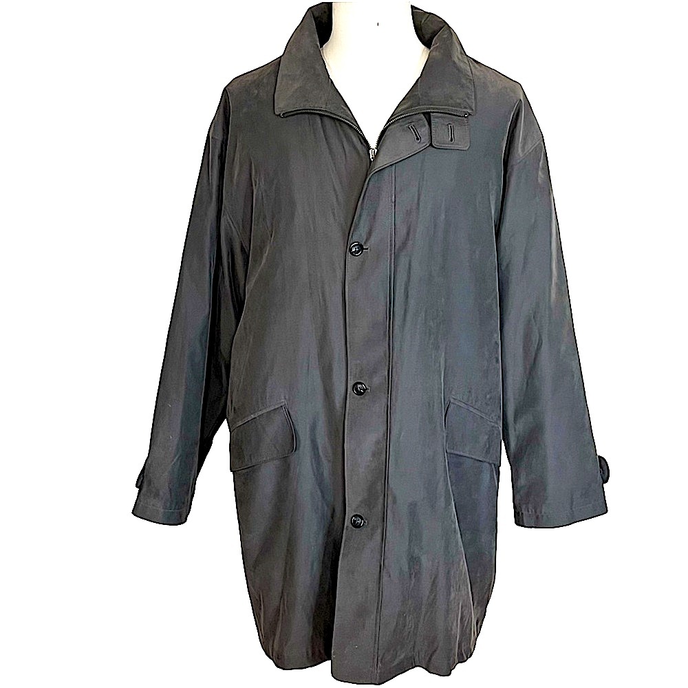 LONDON FOG Men’s Waterproof Water Repellent Removable Zip Lining Grey Green L